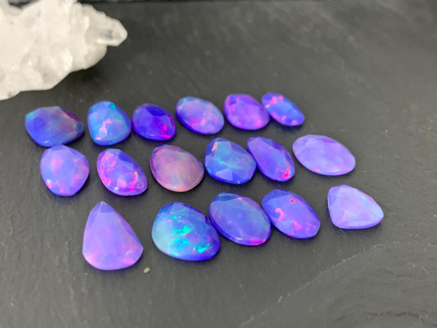 Faceted Purple Ethiopian Opal 9-13mm cabochon