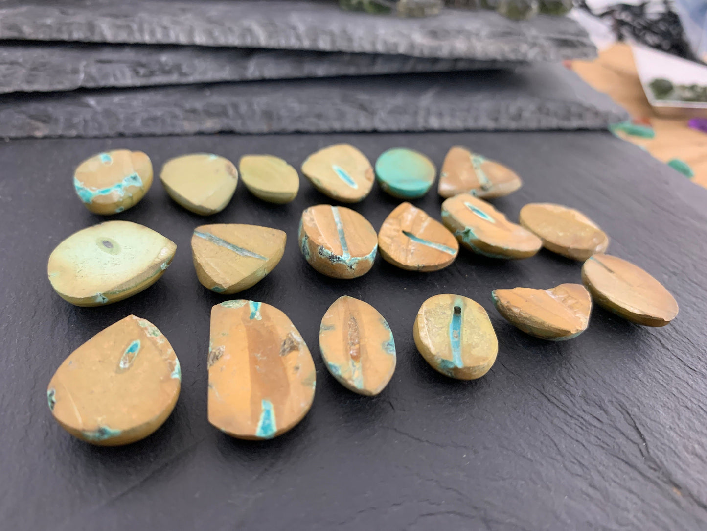 Tibetan Turquoise mixed shapes 17-26mm long cabochon