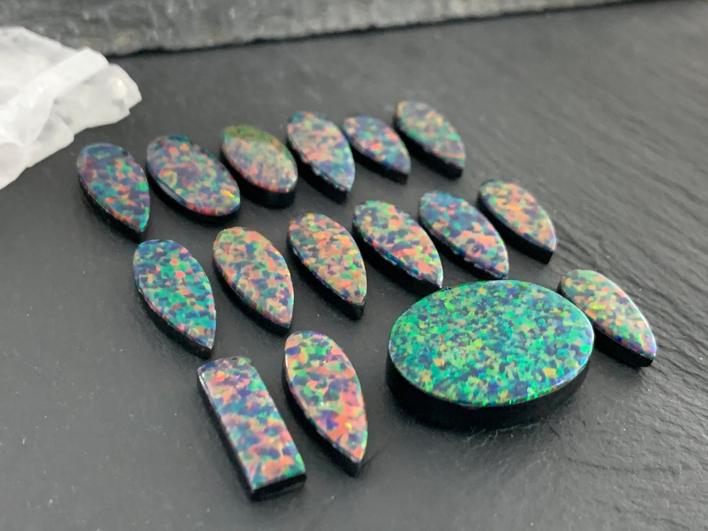 Aurora Opal pear, oval 16-20mm long cabochon/ select your cabochon - Doublet cabochon