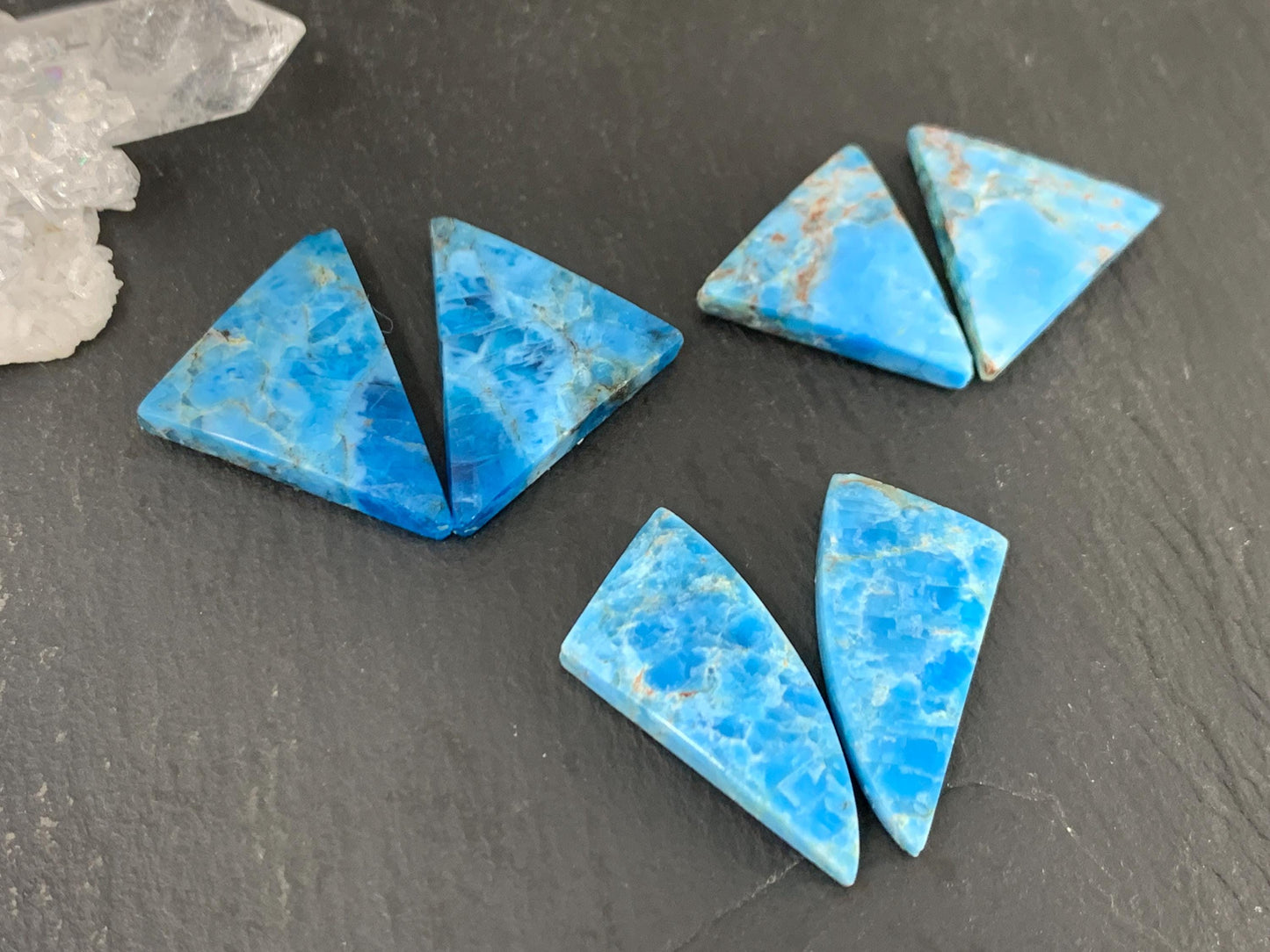 Apatite trillion, free form 20-25mm long cabochon - Buy by pair