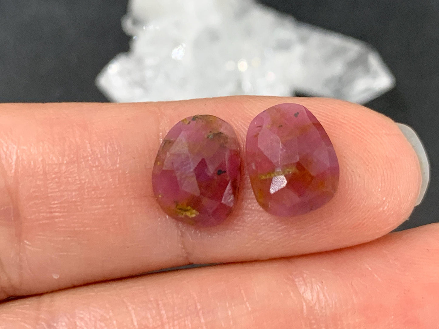 Faceted Ruby pair 8x10x3mm cabochon