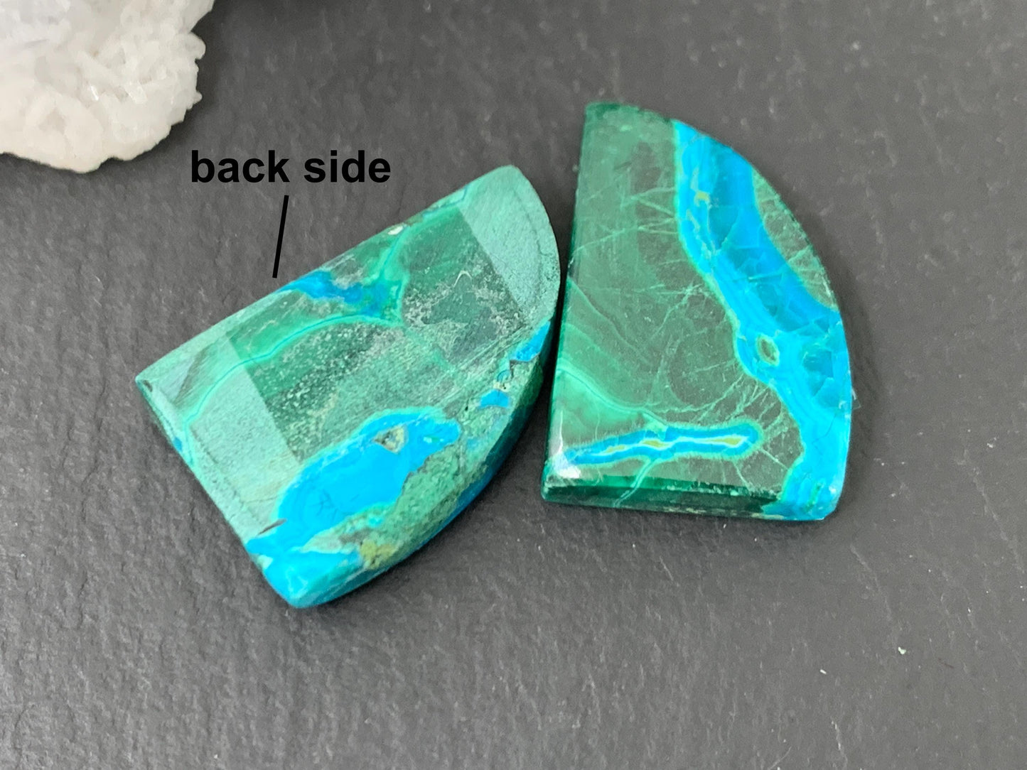 Malachite Chrysocolla free form 13x19x4mm cabochon pair