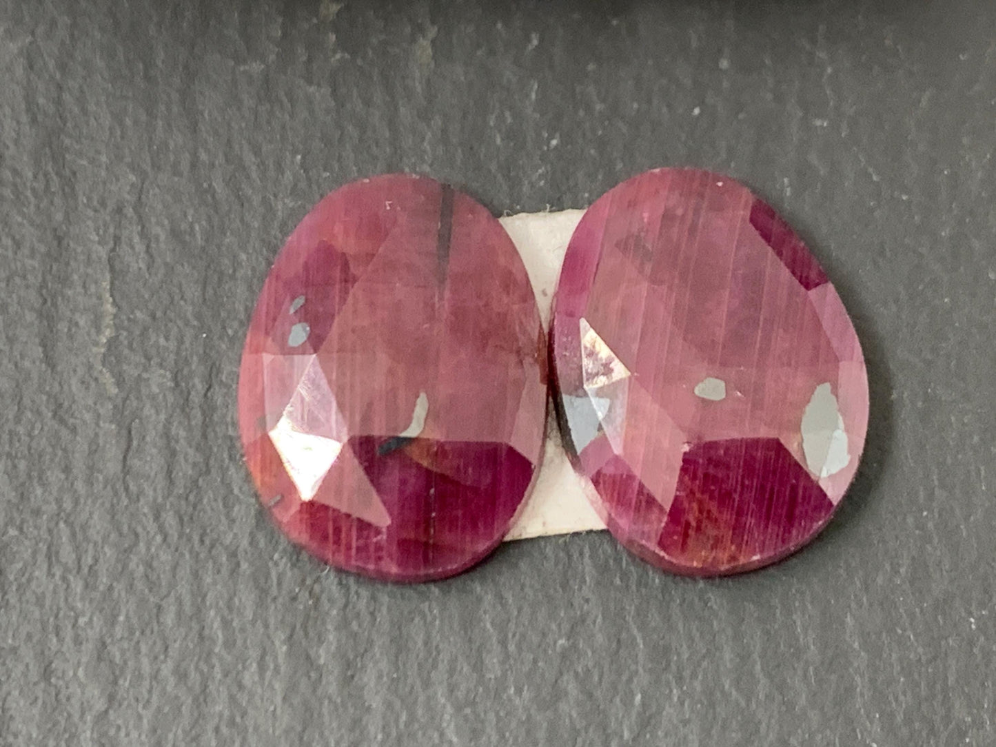 Faceted Ruby pair 11x15x3mm cabochon