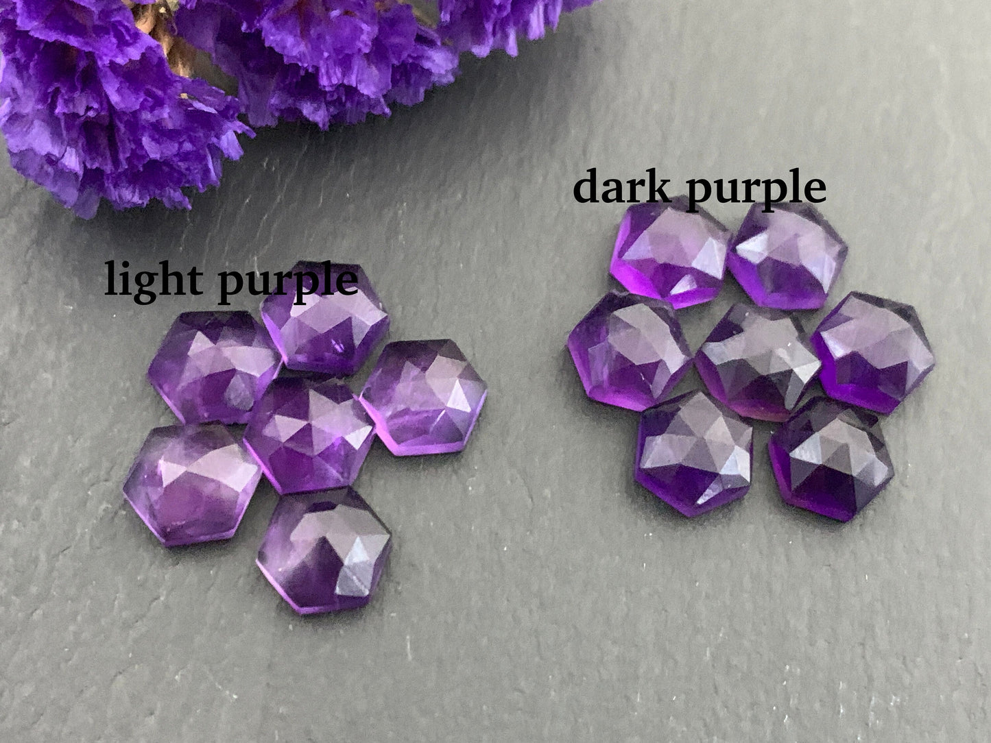 Faceted Amethyst Hexagon 8mm Cabochon