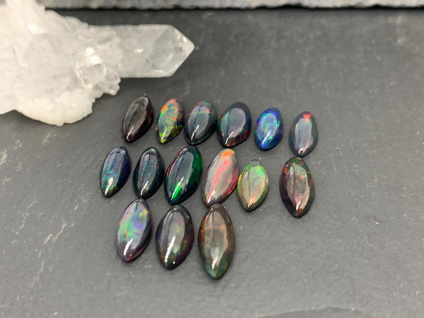 Natural Ethiopian Black Opal marquise 12-14mm long cabochon/ Select your cabochon