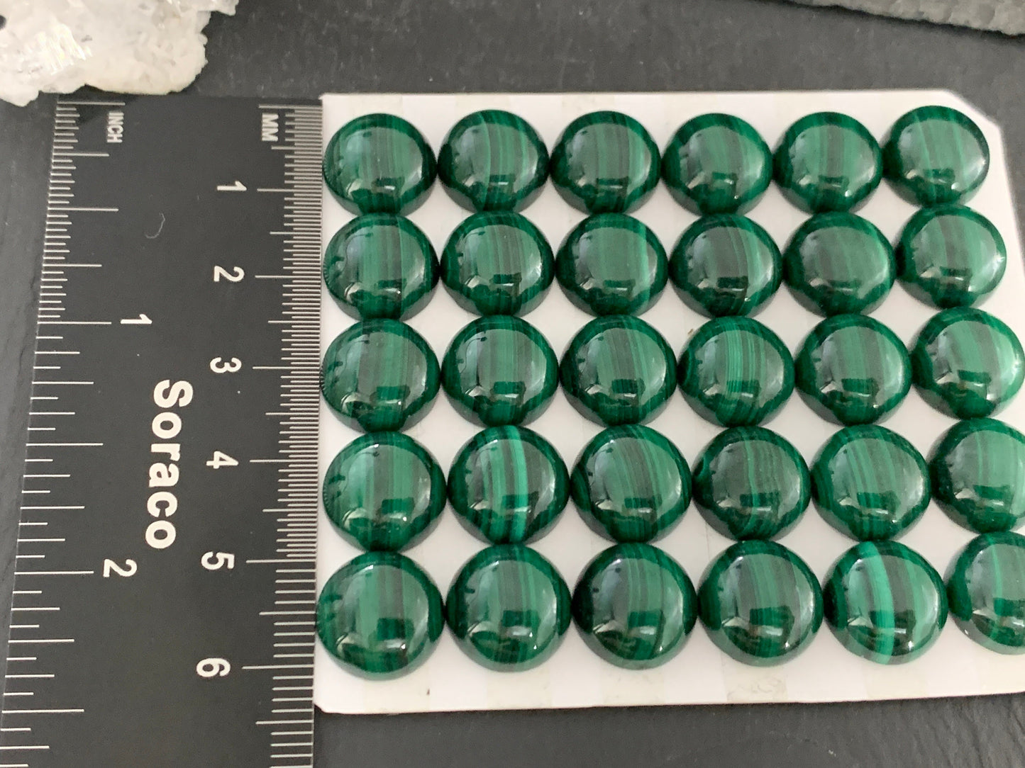 Malachite round 12mm cabochon - Calibrated cabochons