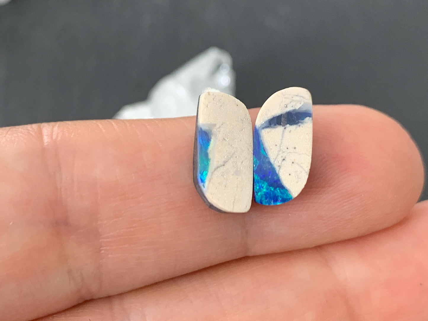 Australian Opal doublet 6x12x3mm pair of cabochons