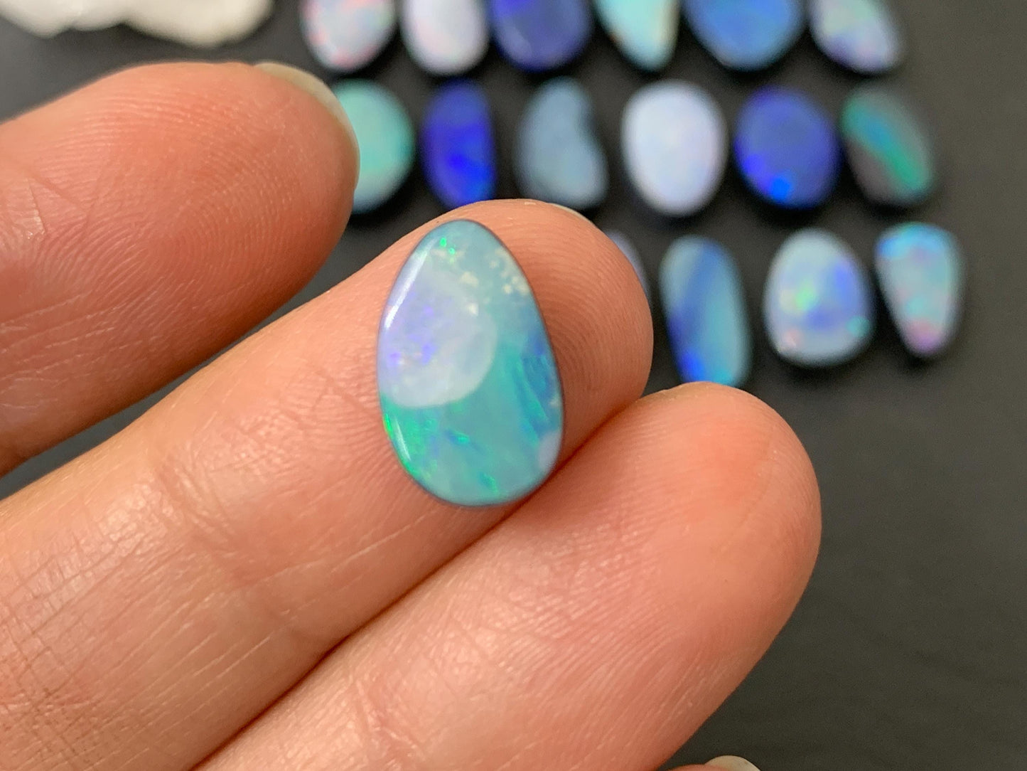 Australian Opal doublet 13-17mm long cabochon