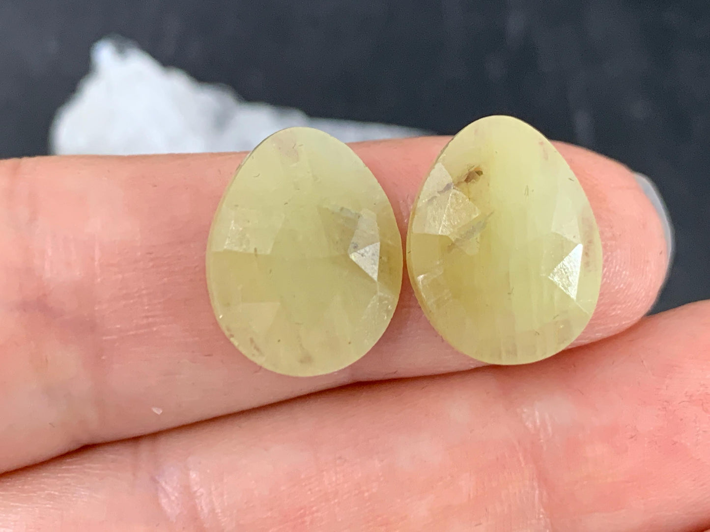 Faceted Yellow Sapphire pair 12x15x4mm cabochon
