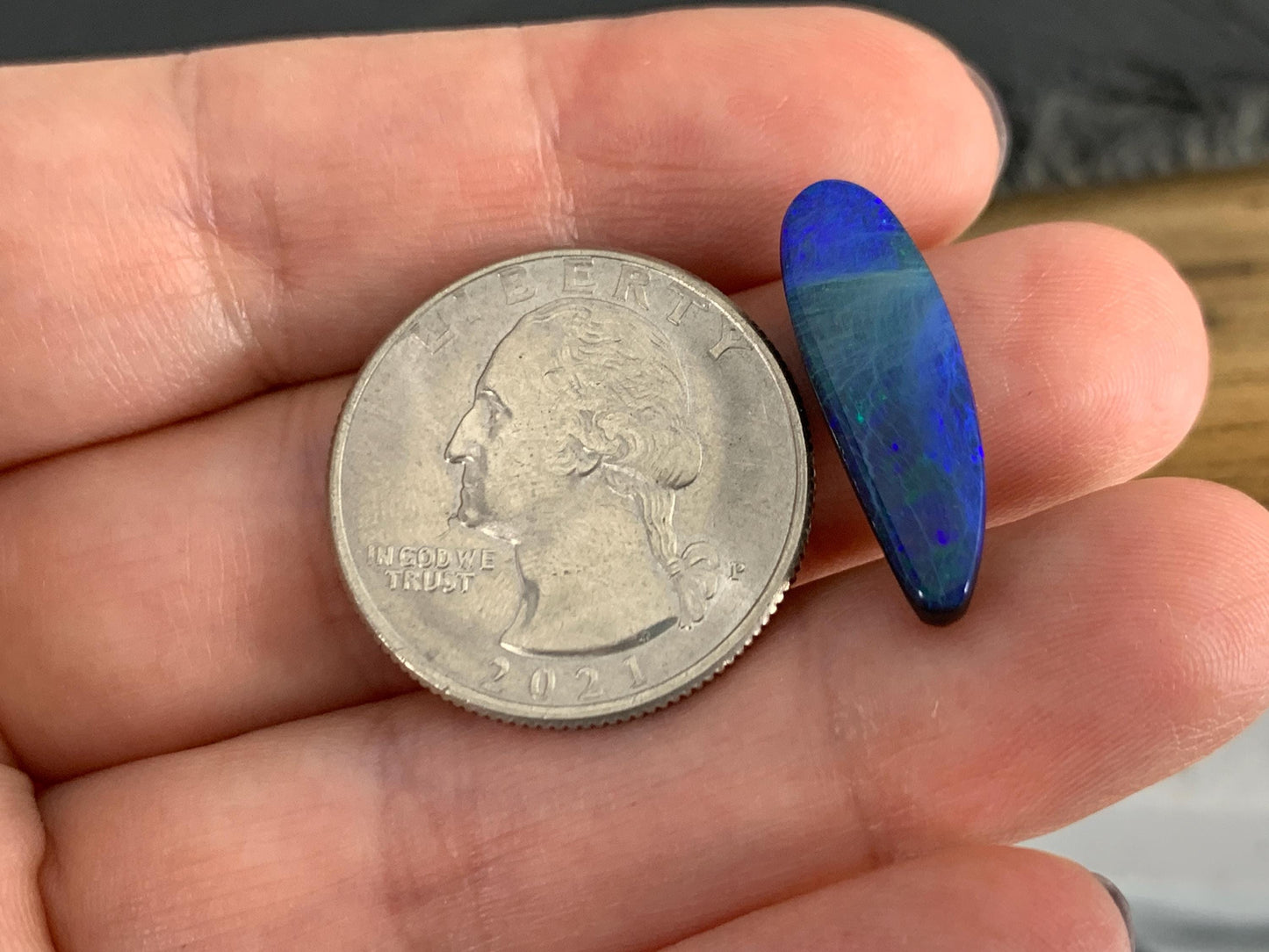 Australian Opal doublet 7x22x4mm cabochon