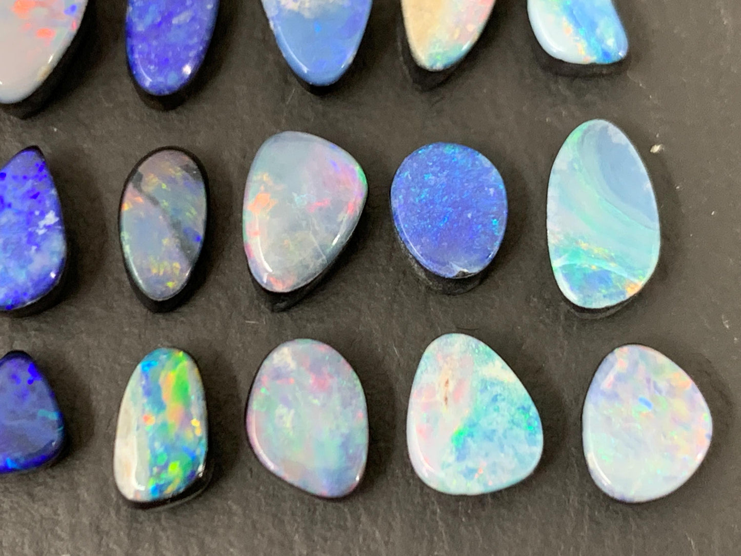 Australian Opal Doublet 6-8.5mm long cabochon - Select your piece