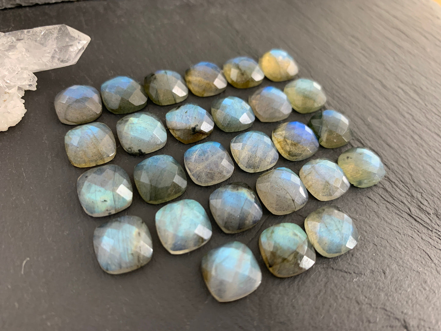 Faceted Labradorite square 10x10mm cabochon