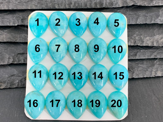 Amazonite pear 12x16mm cabochon - Calibrated cabochons
