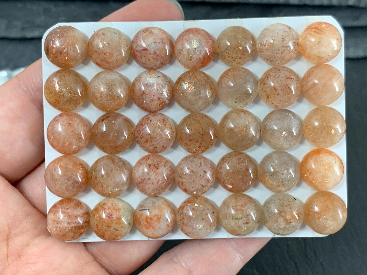 Sunstone round 10mm cabochon - Calibrated cabochon