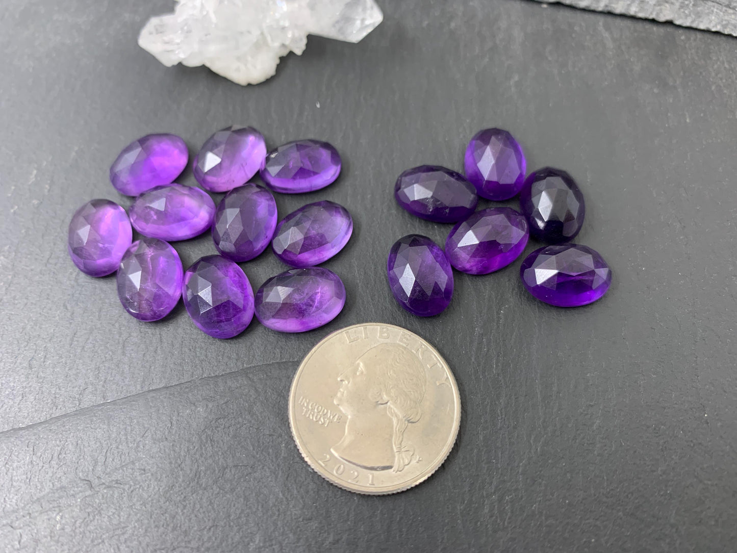 Faceted Amethyst Oval 10x14mm Cabochon