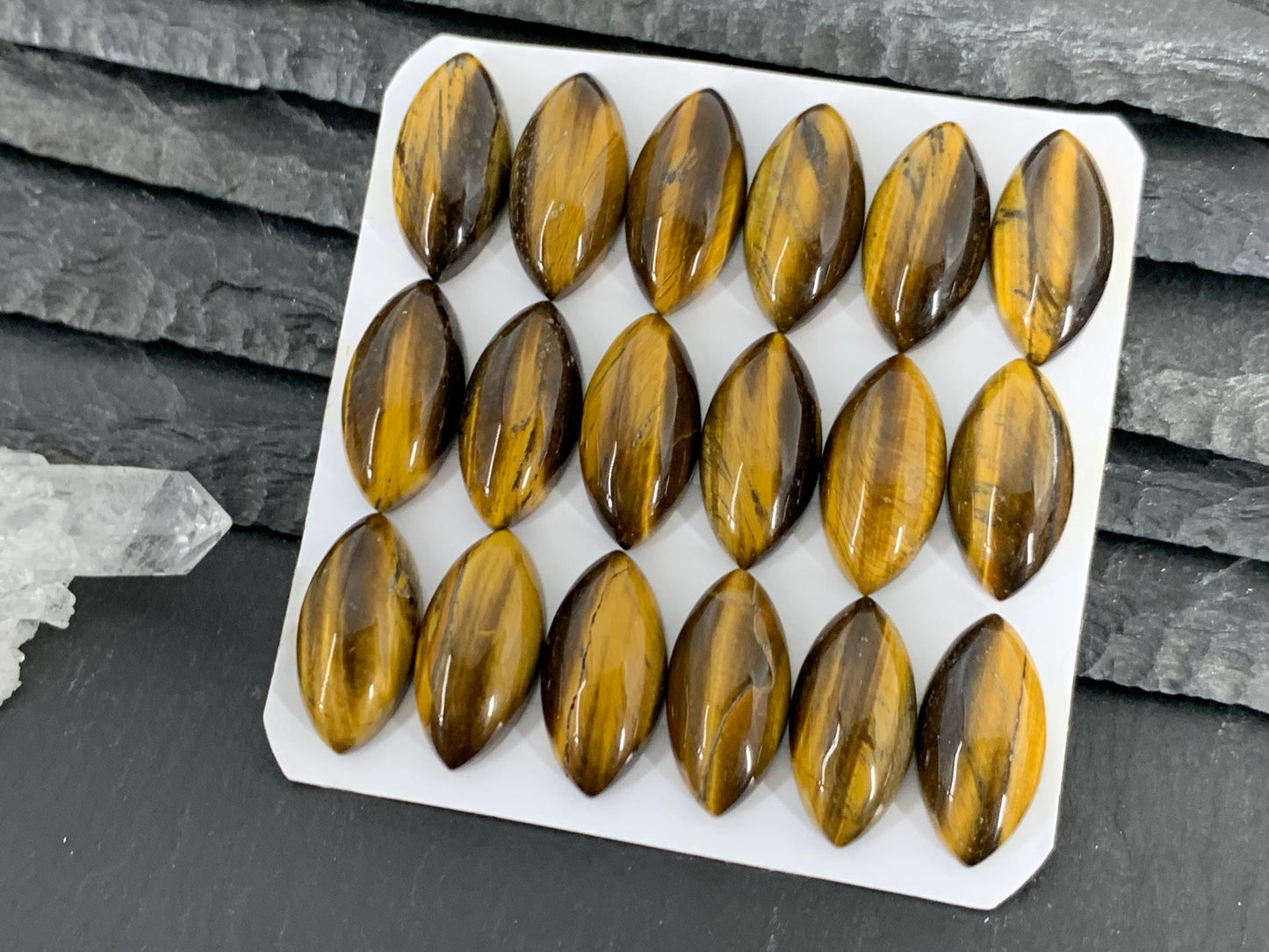Tiger Eye marquise 10x20mm cabochon