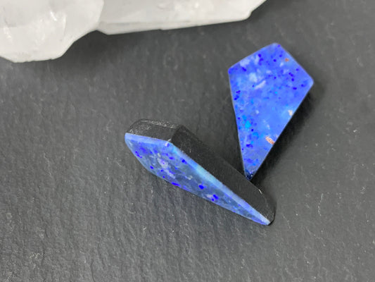 Australian Opal doublet 10x20x3mm pair of cabochons - kite