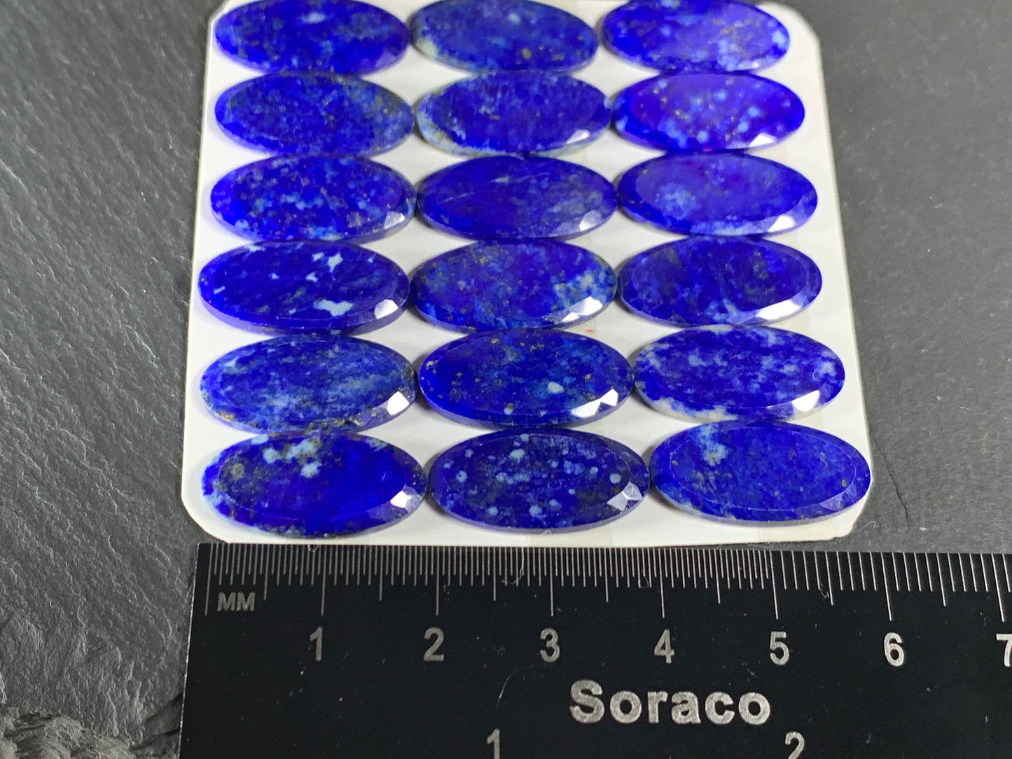 Flat Lapis Lazuli oval 10x20mm cabochon with Facted edge - calibrated cabochons