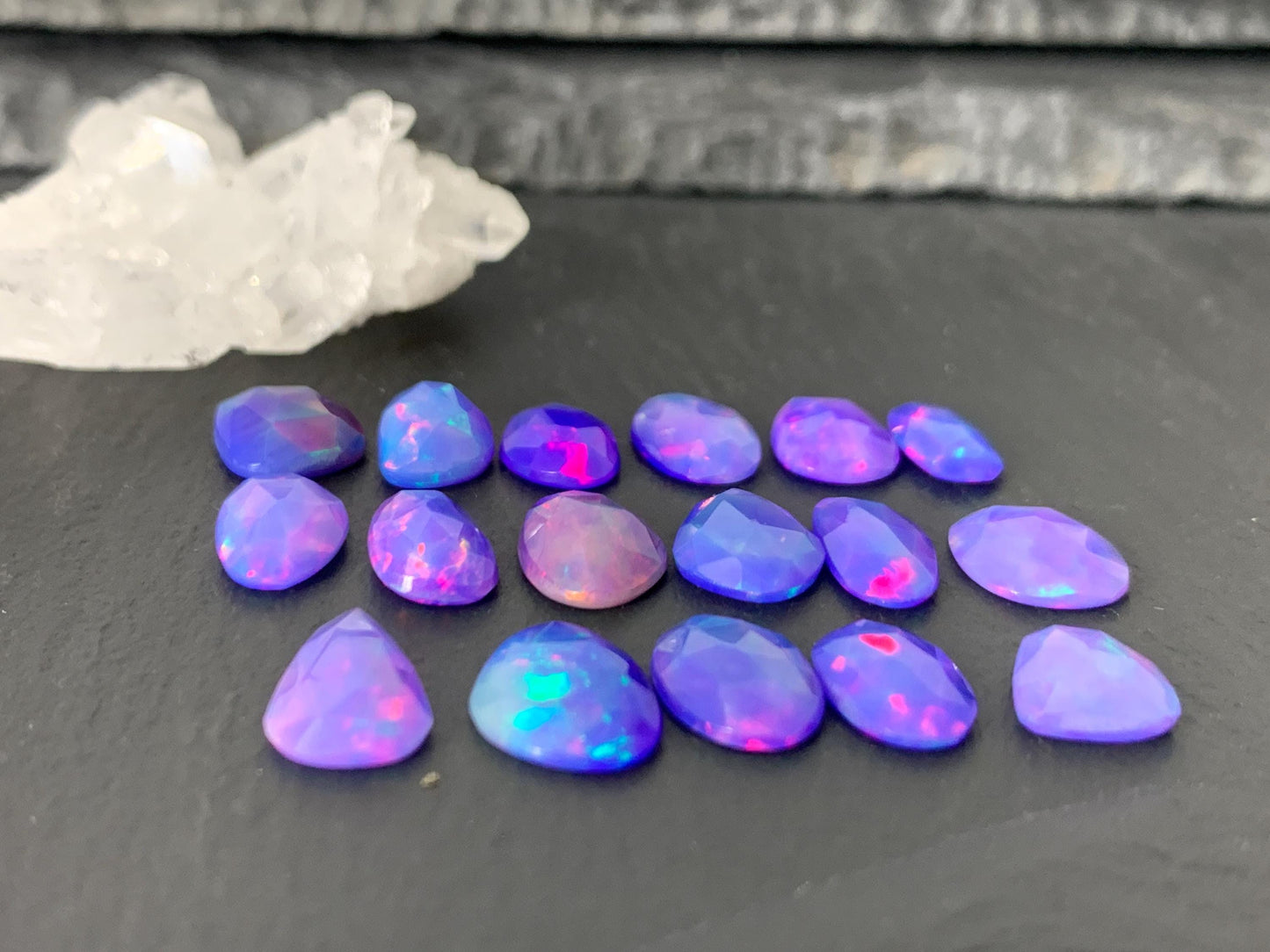 Faceted Purple Ethiopian Opal 9-13mm cabochon