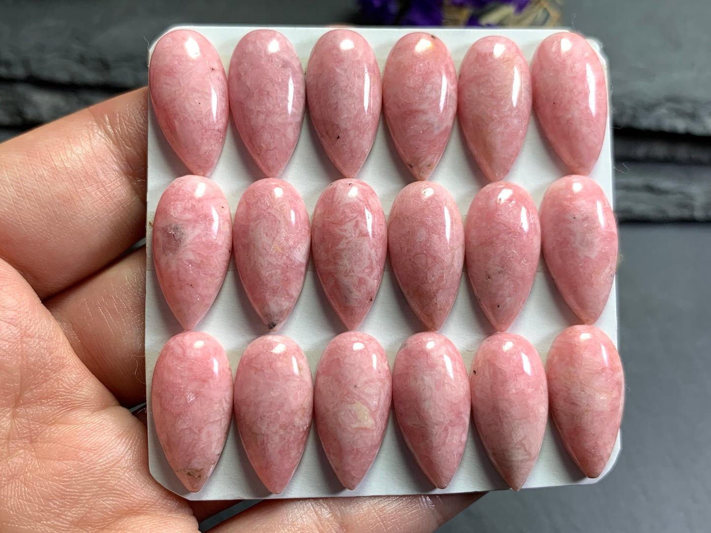 Rhodochrosite pear 10x20mm cabochon - Calibrated cabochons