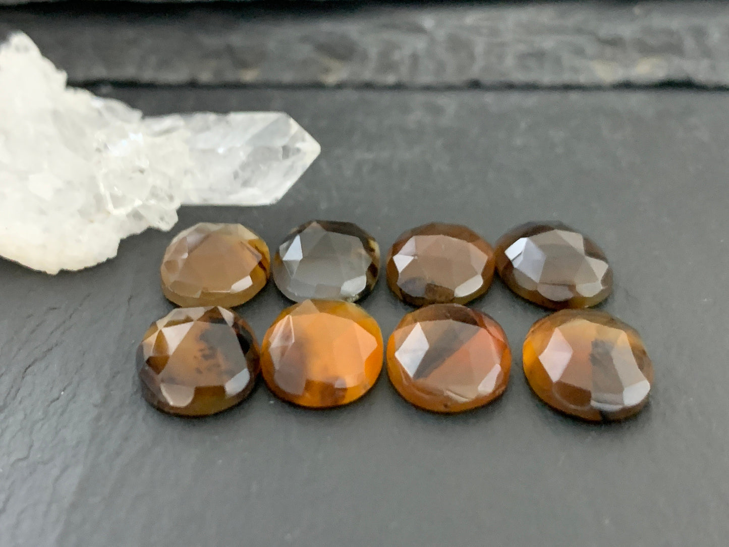 Faceted Montana Agate oval 10x14mm cabochon