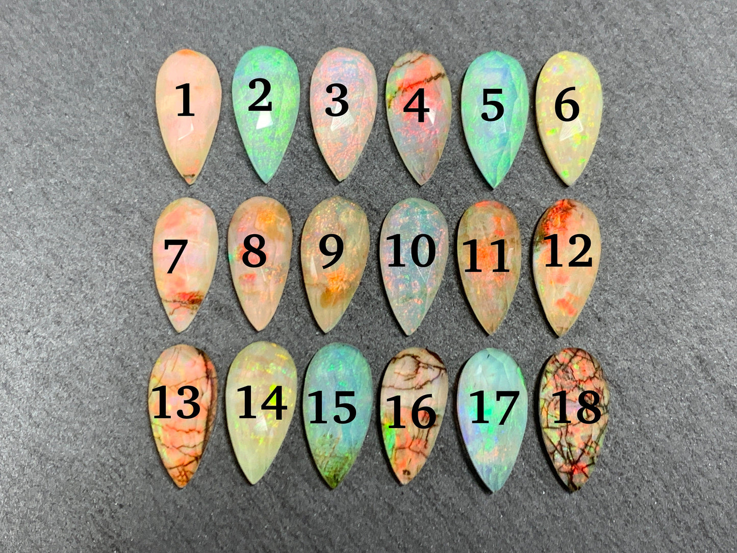 Faceted Monarch Opal pear 7x15mm cabochons - Doublet cabochons