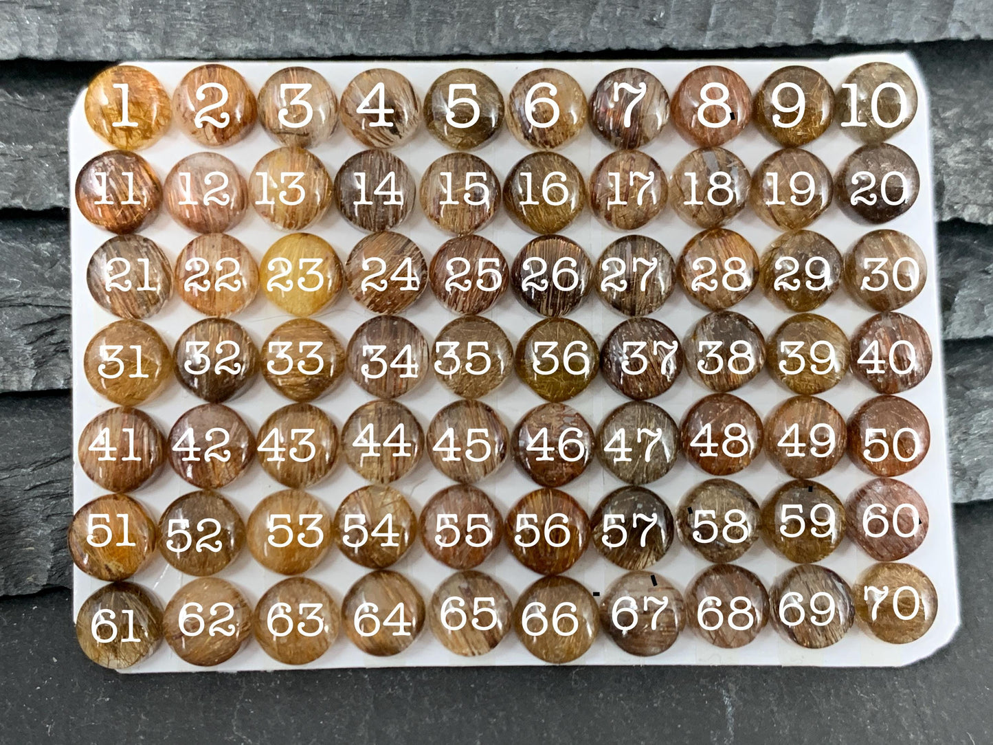 Copper Rutilated Quartz round 6mm cabochon - Calibrated cabochons