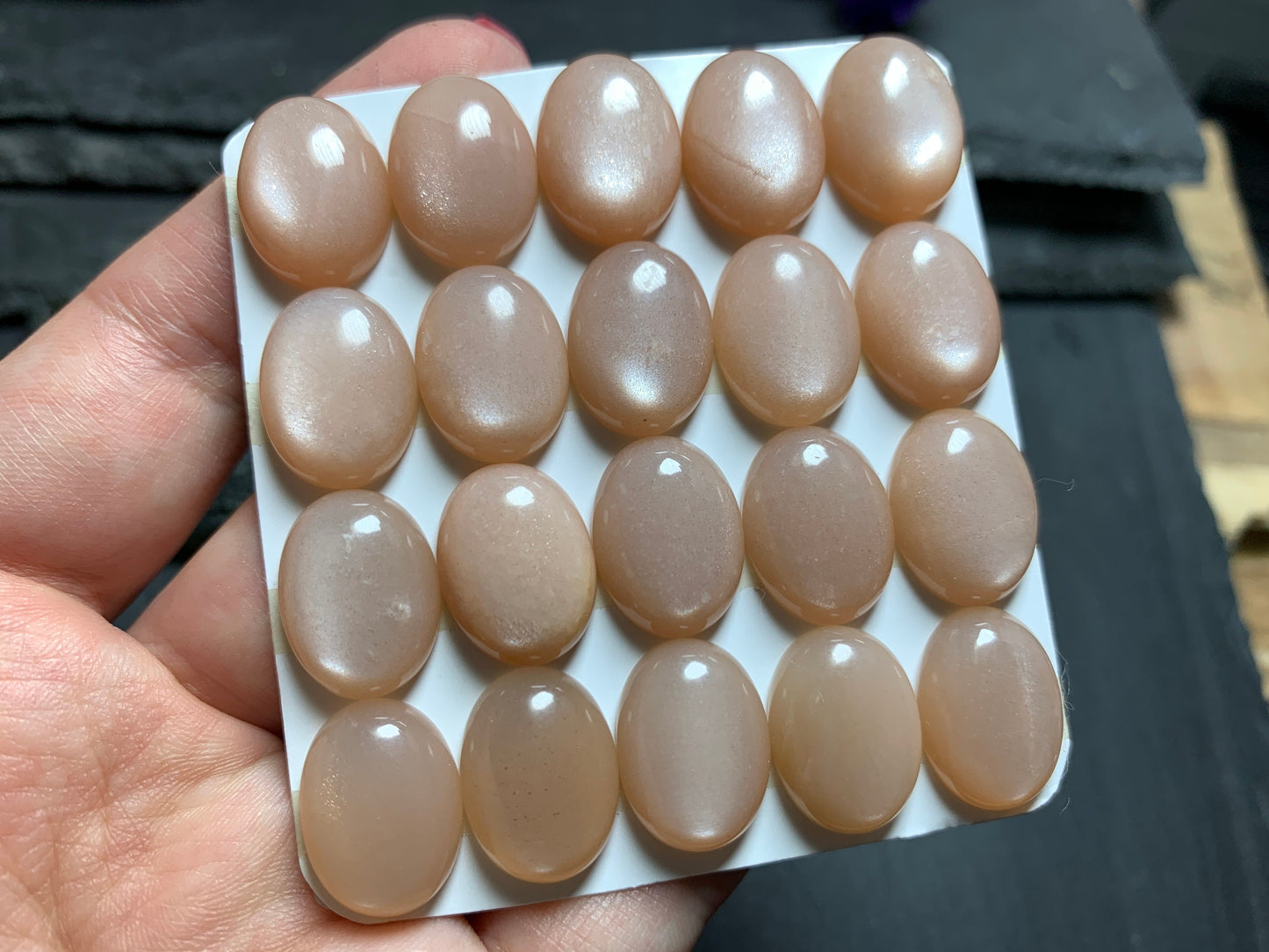 Peach Moonstone oval 12x16mm Cabochon
