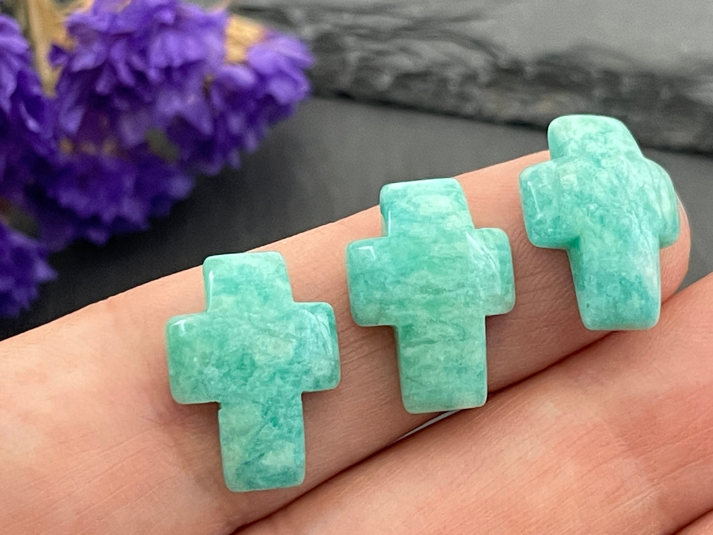 Cross Amazonite 12x16mm cabochon - Calibrated cabochons