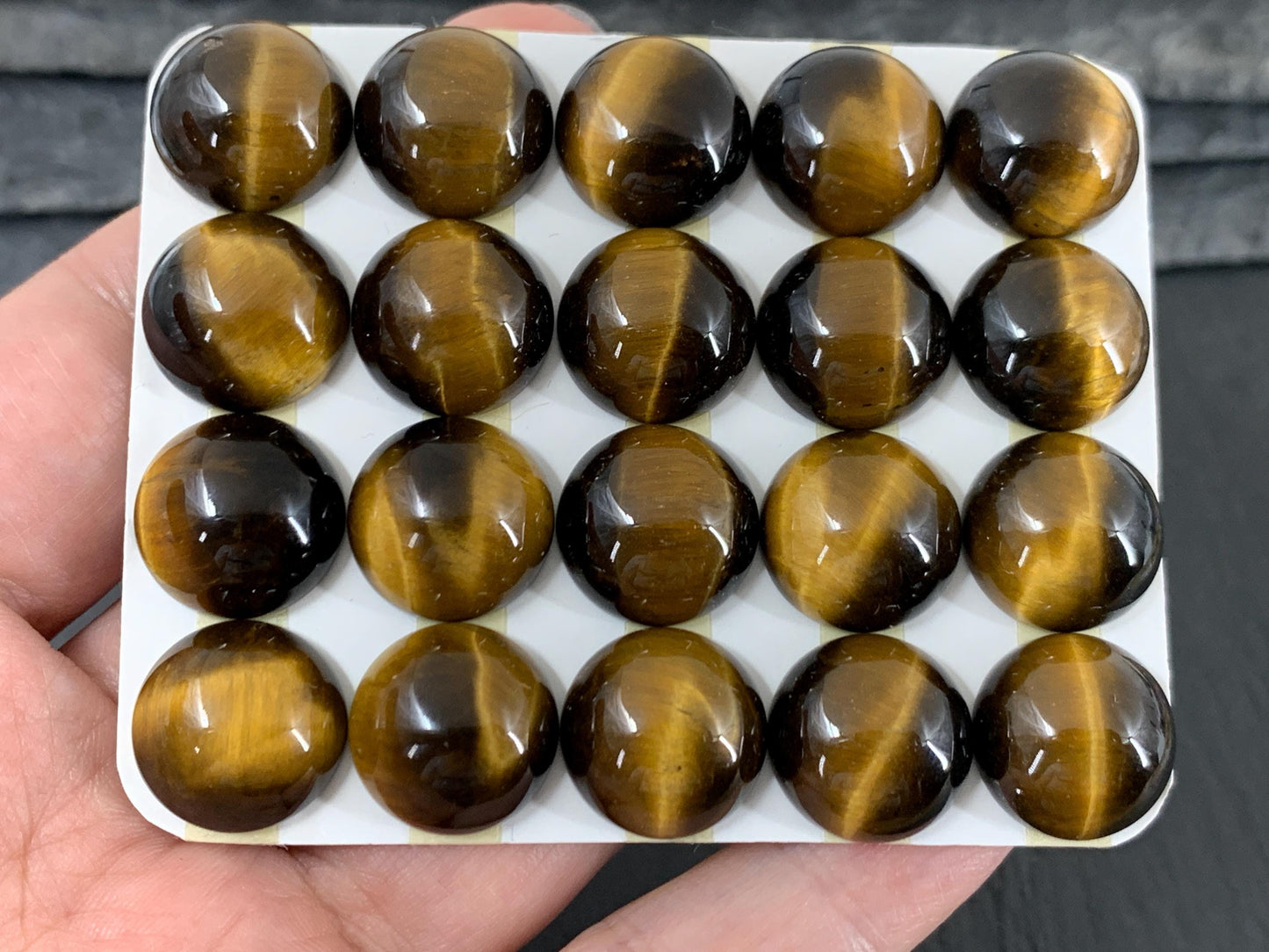 Tiger Eye Cabochon 14mm Round - Natural Calibrated Gemstone Stone