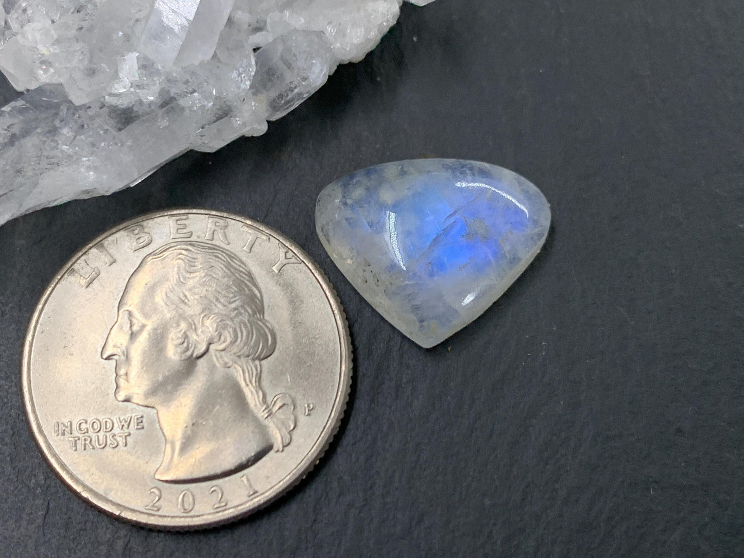 Rainbow Moonstone 17x15x6mm cabochon