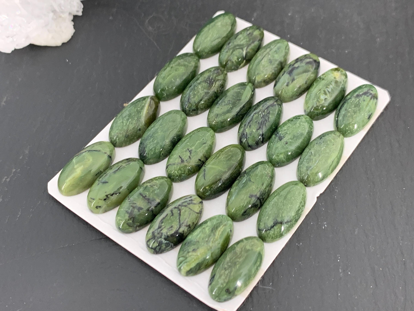 Green Opal oval 9x18mm Cabochon - Calibrated cabochons