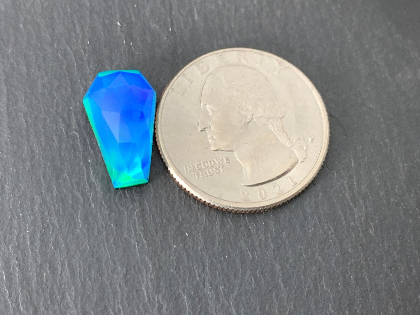 Faceted Aurora Opal coffin 10x16mm cabochon - Doublet cabochons