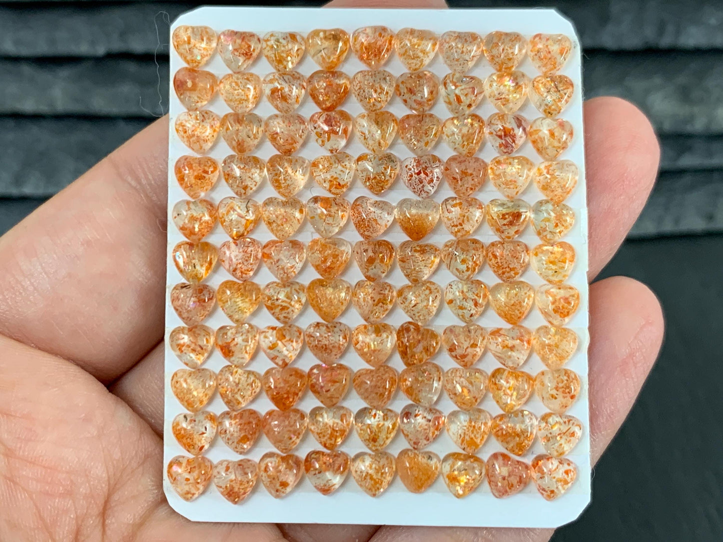 Sunstone heart 5mm cabochon - Calibrated cabochons
