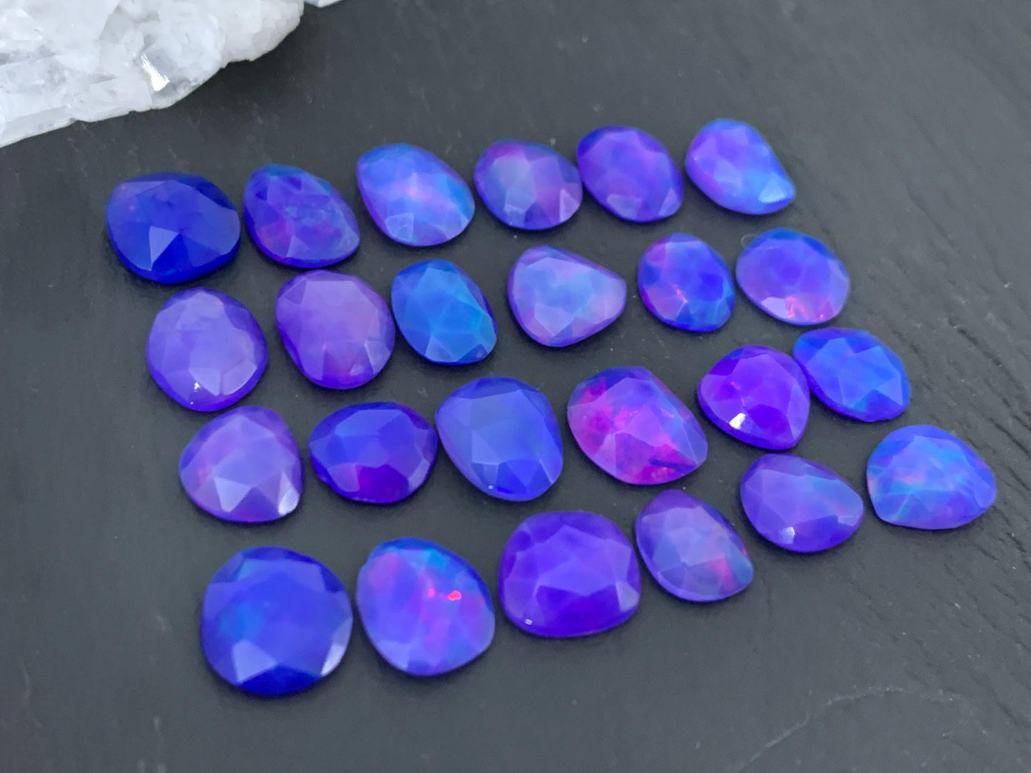 Faceted Purple Ethiopian Opal 8-10mm cabochon