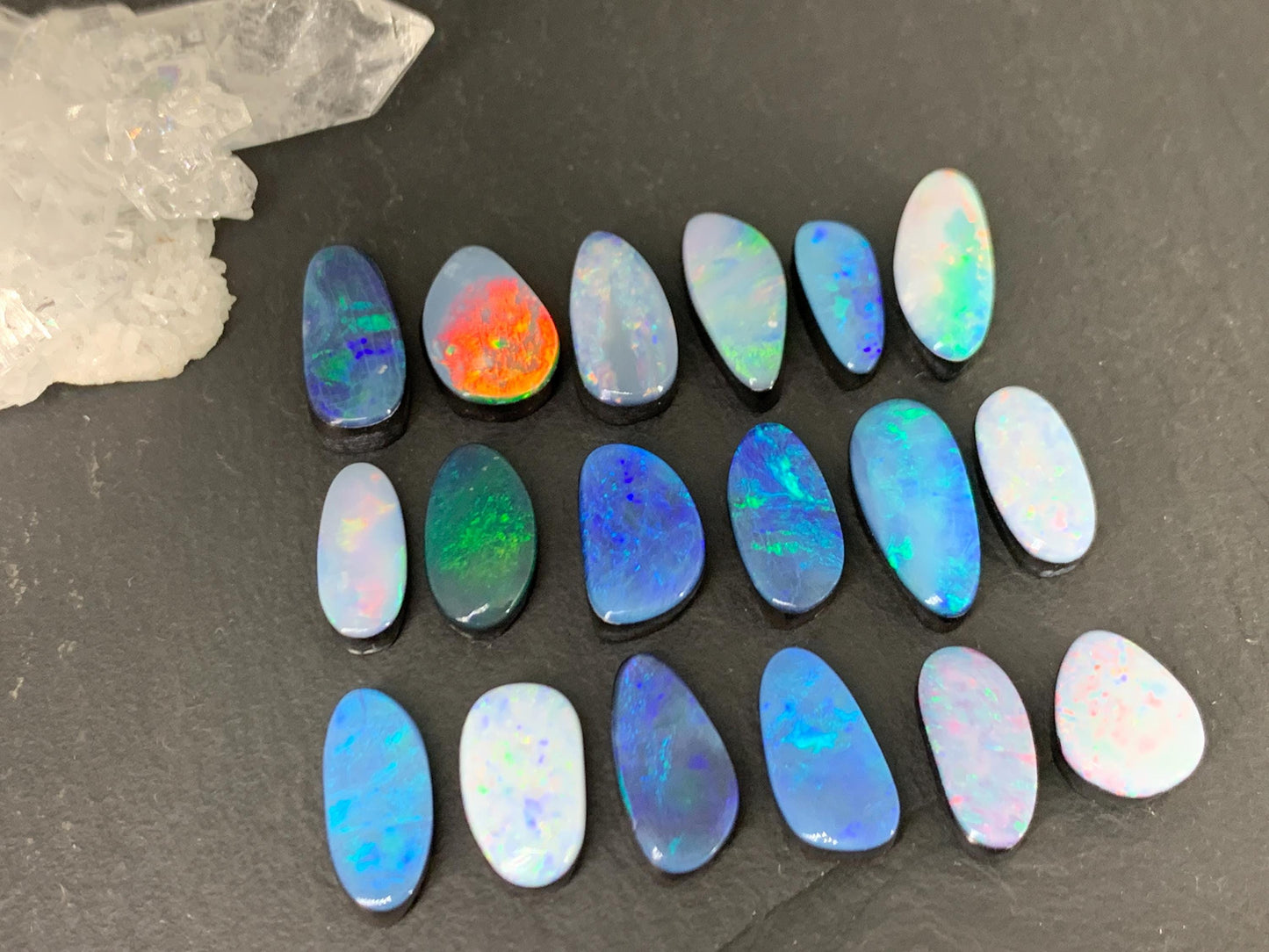 Australian Opal doublet 10-15mm long cabochon