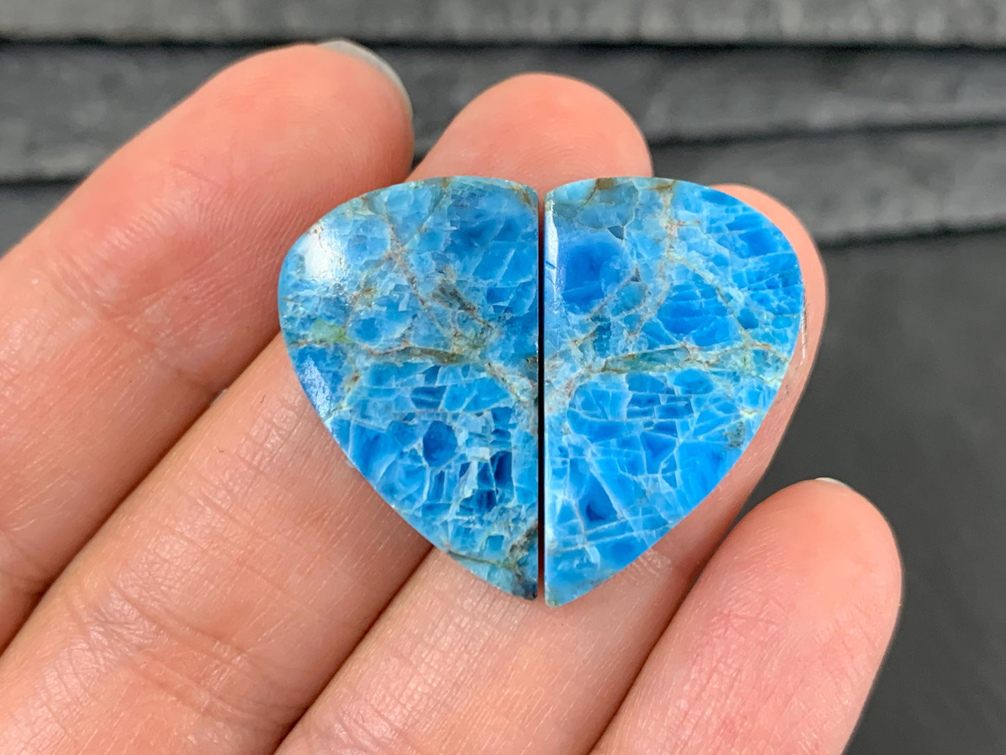 Apatite pear, free form 25-34mm long cabochon - Buy by pair