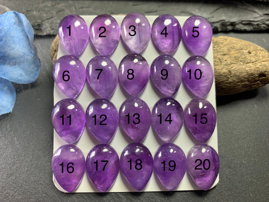 Amethyst pear 13x18mm cabochon - Calibrated cabochons