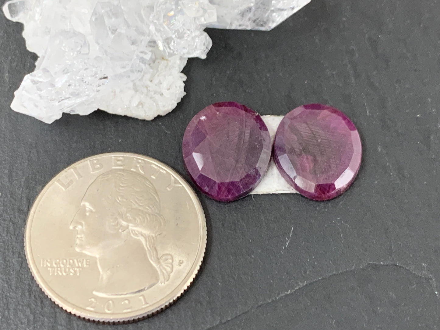 Faceted Ruby pair 12x15x3mm cabochon