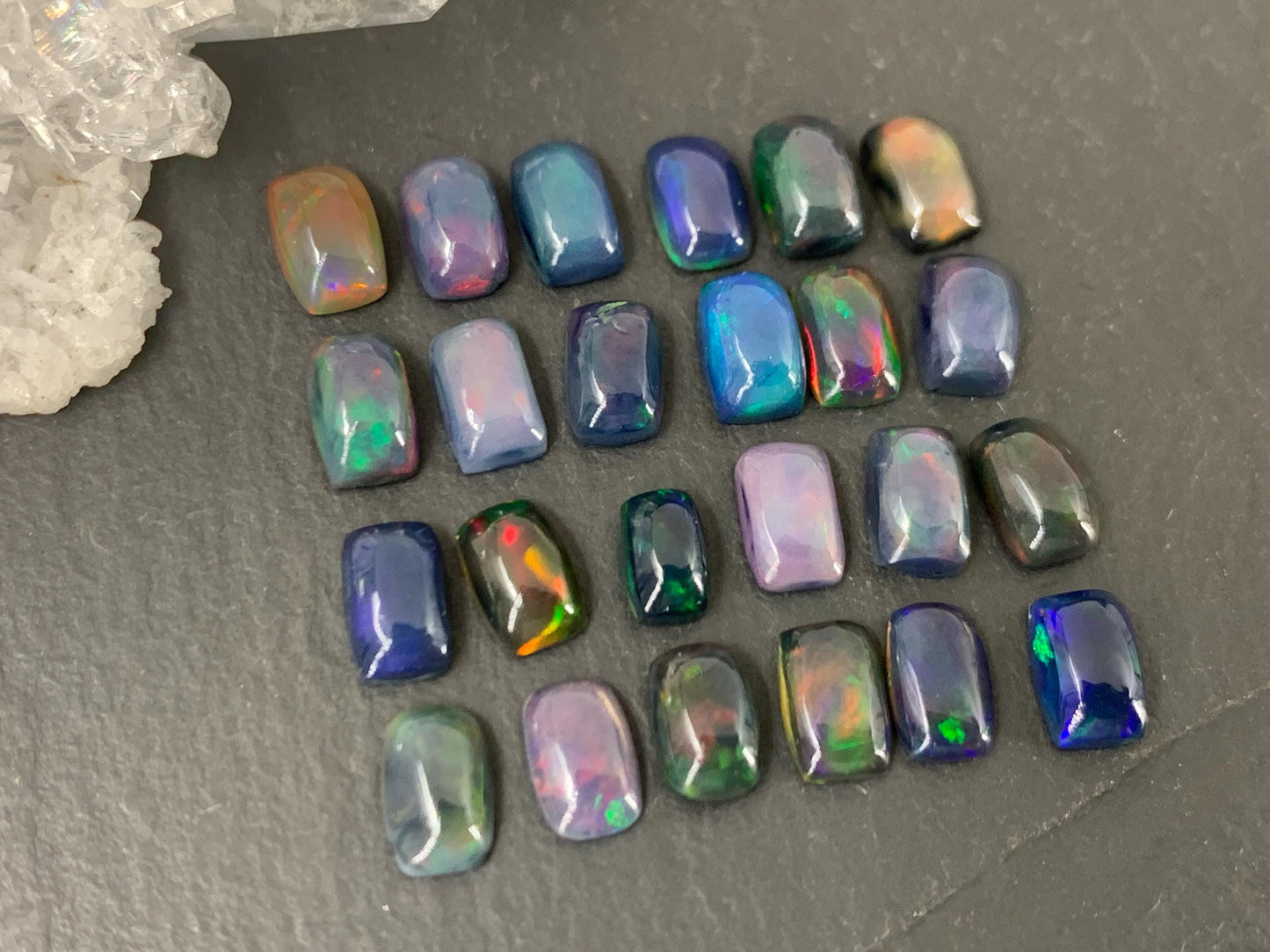 Black Ethiopian Opal rectangle 4x6mm cabochon