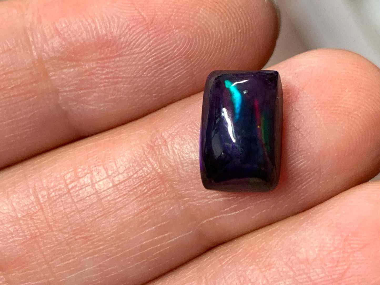 Black Ethiopian Opal rectangle 7x11x5mm cabochon