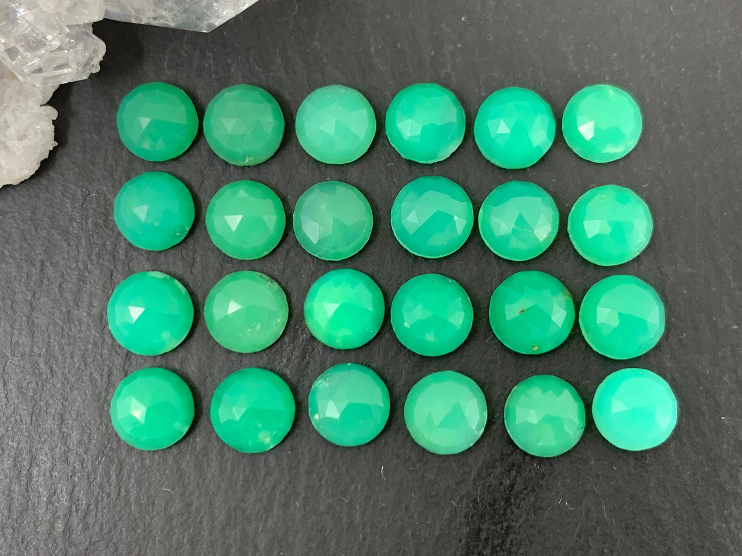 Faceted Chrysoprase round 6mm cabochon