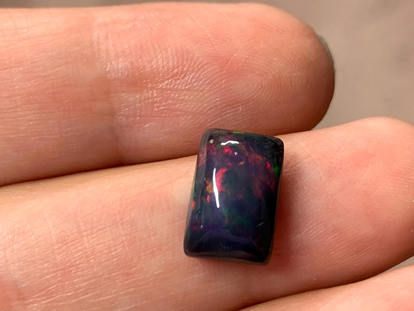 Black Ethiopian Opal rectangle 9x12x4mm cabochon