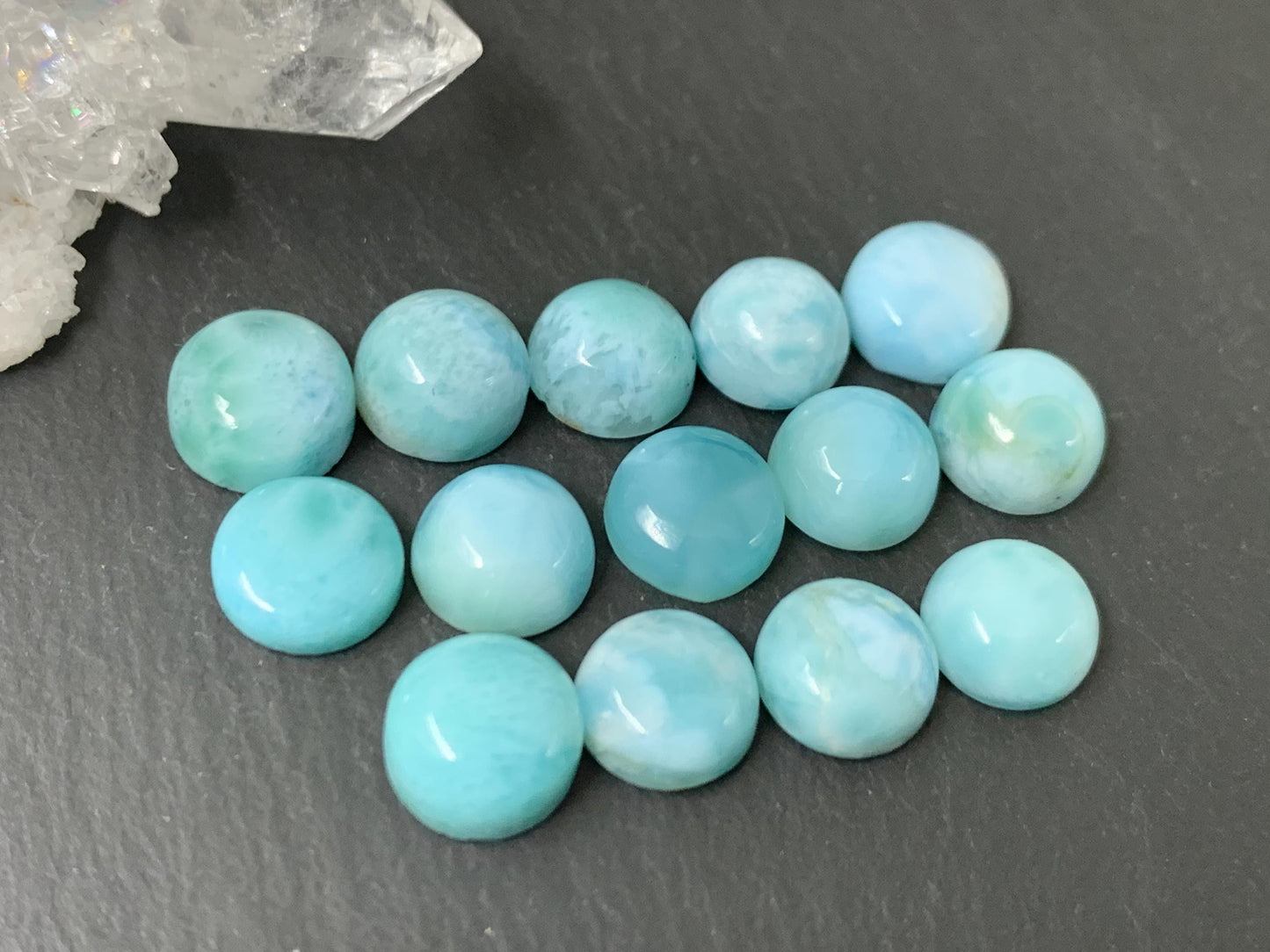 Larimar round 8mm cabochon
