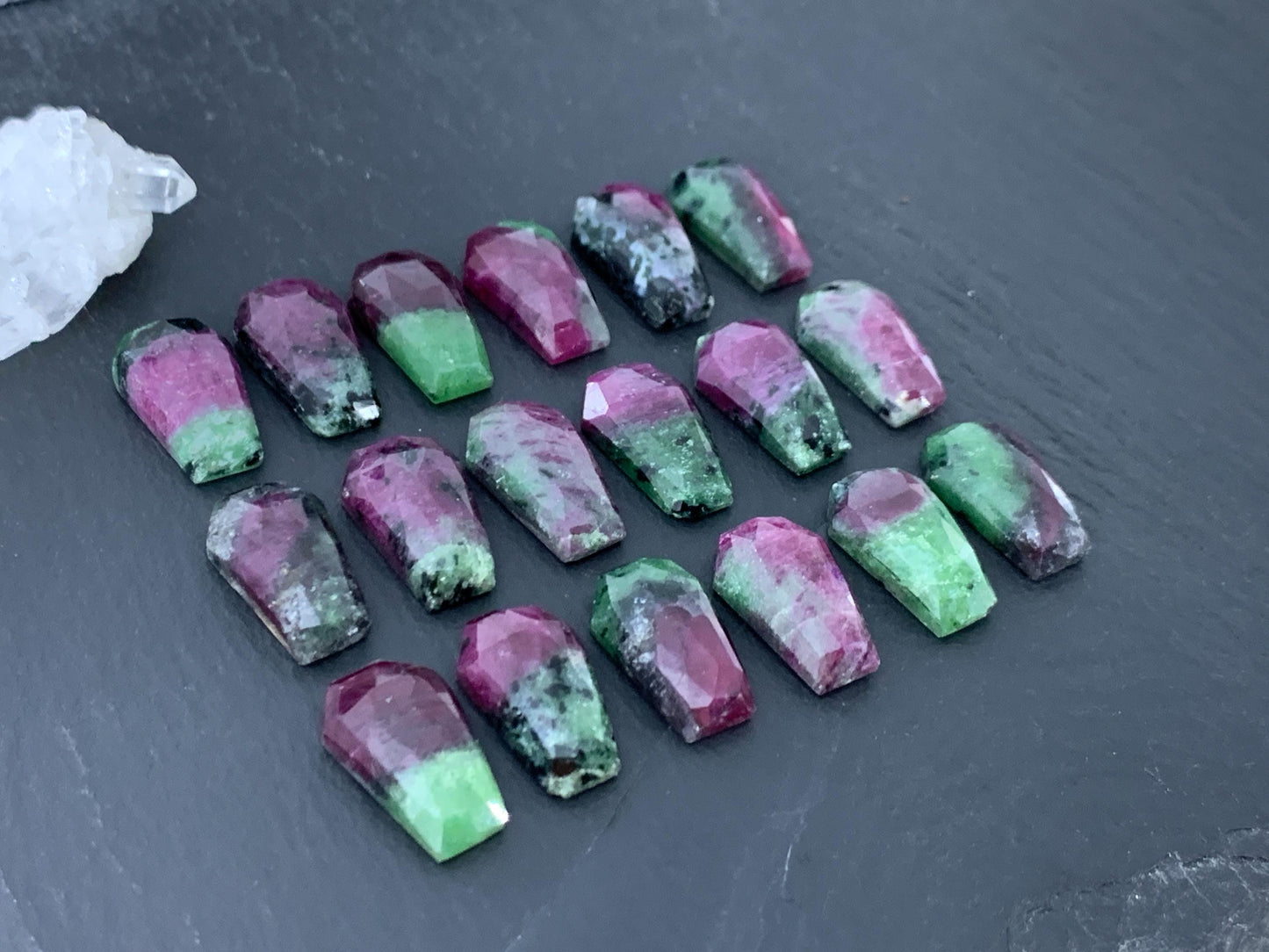 Faceted Ruby Zoisite 10x16mm cabochon