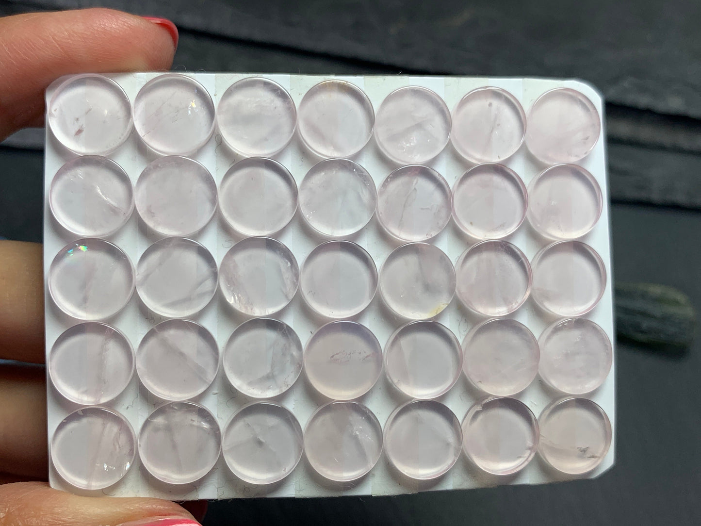 Flat Rose Quartz round 10mm cabochon - Calibrated cabochons