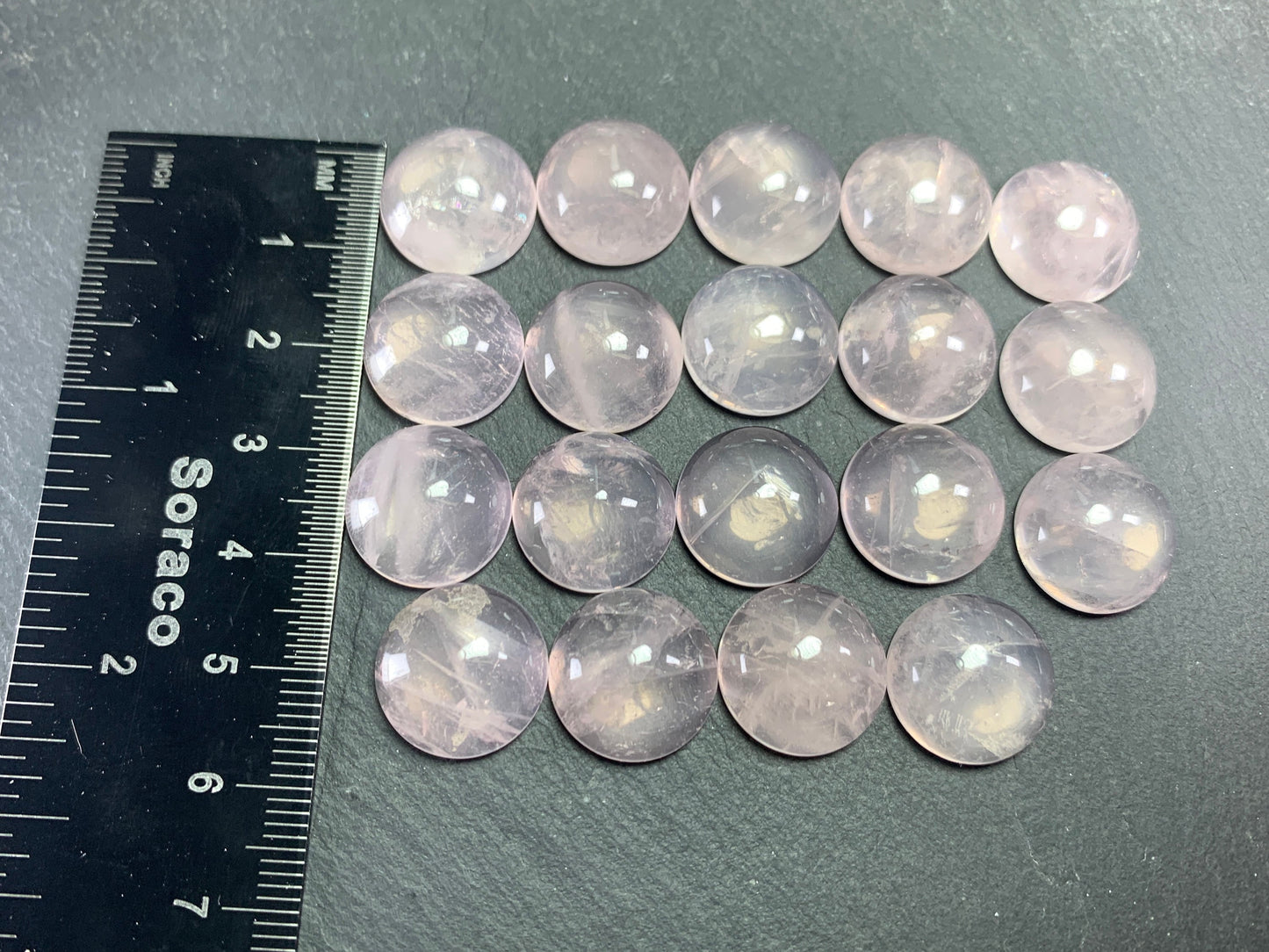 Rose Quartz round 15mm cabochon - Calibrated cabochons