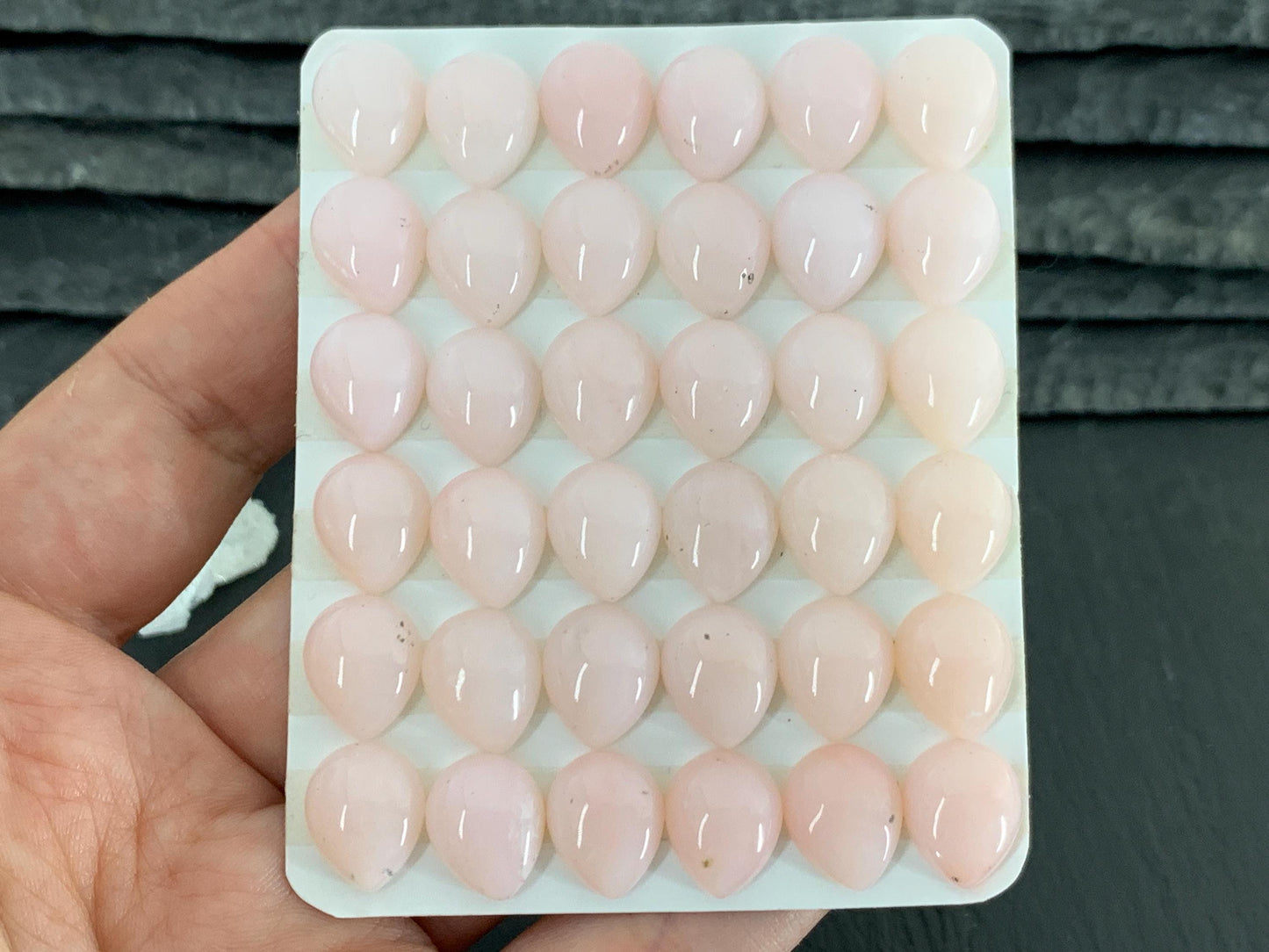 Pink Opal pear 10x12mm cabochon - Calibrated cabochons/ Light pink