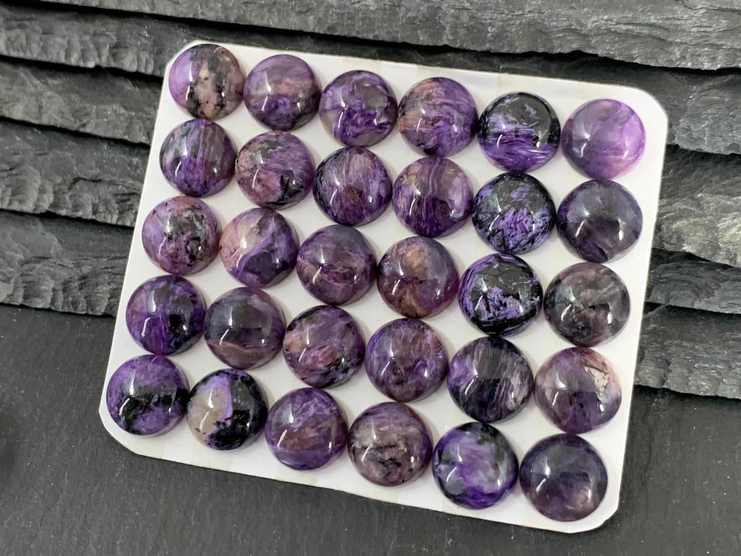 Charoite round 12mm cabochon - Calibrated cabochons