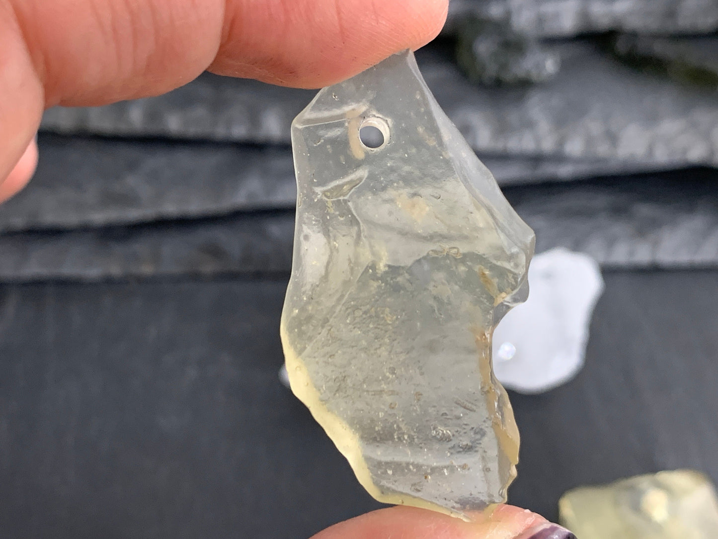Drilled Libyan Desert Glass 24-45mm long